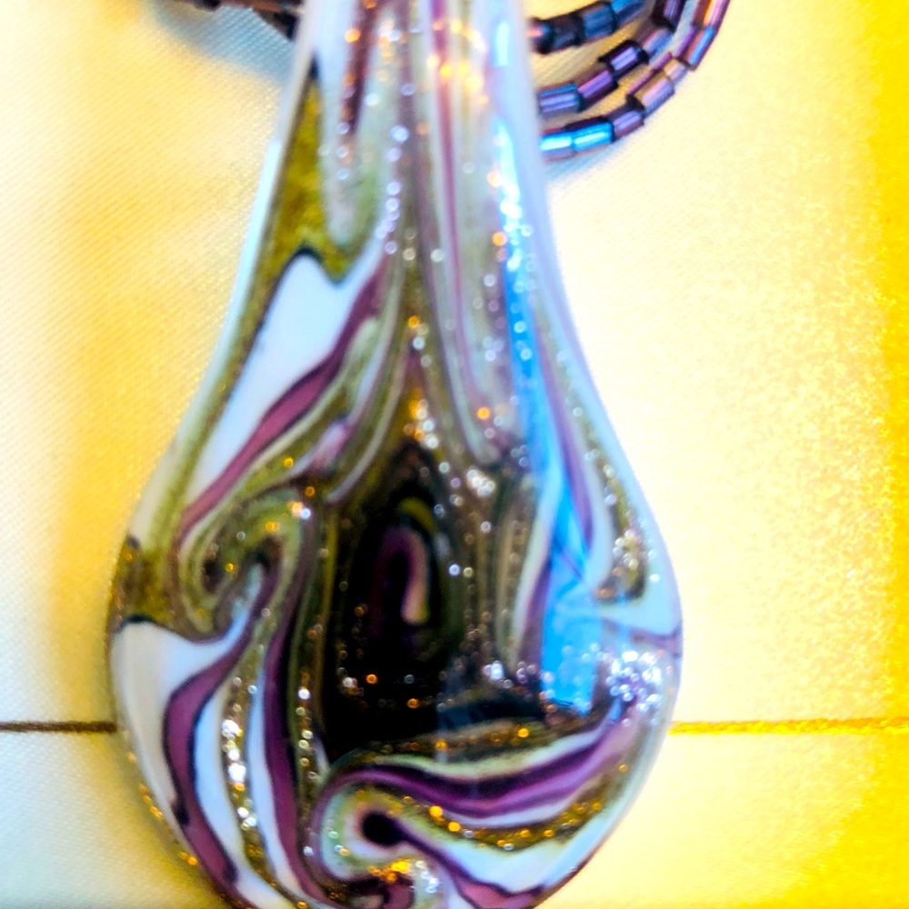 Handcrafted Glass and bead necklace